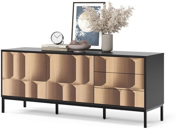 Vicco 'Eliza' Lowboard, mit 3 Schubladen, Holz Schwarz/Eiche, 60 x 40 x 150 cm Bild 5