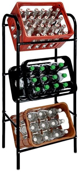 Spetebo Kastenständer 3er Metall Getränkekisten Ständer schwarz 116x50cm, Set 10-tlg, für 3 Getränkekisten oder Universalboxen in ca. 45 cm x 35 cm x 27 cm