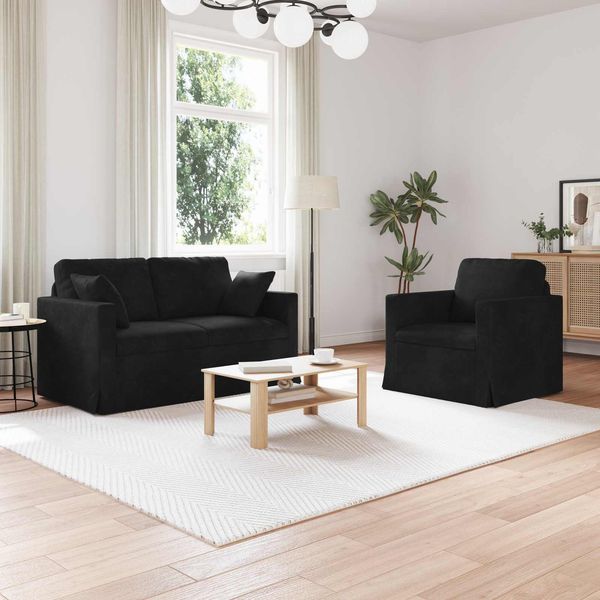 vidaXL Sofa Set 2 pcs Schwarz 138 x 78 x 80 cm Samt 3407513
