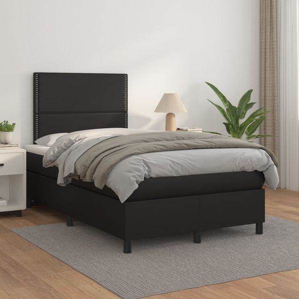 vidaXL Polsterbett mit Matratze Schwarz 120x200 cm Kunstleder, Härtegrad: H2 [3142773]