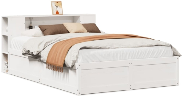 vidaXL Massivholzbett ohne Matratze Weiß 160x200 Kiefernholz 3323411