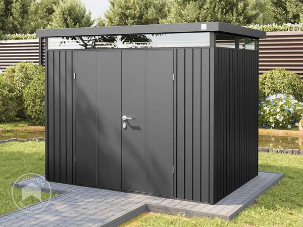 GFP Primeyard Gerätehaus Metall Gartenhaus 240x180x205 cm Geräteschuppen Flachdach anthrazit