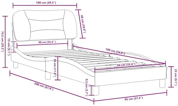 vidaXL Bettgestell ohne Matratze "Hvar" Dunkelgrau 90x190 cm Stoff 3207738 Bild 12