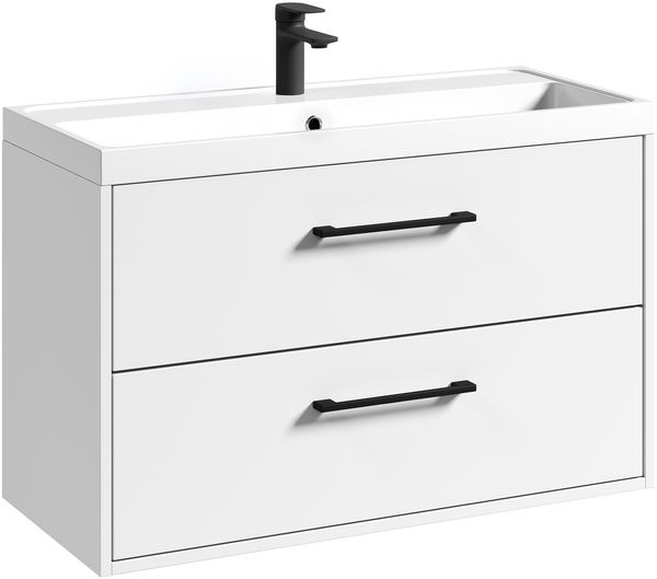 Badplaats Badezimmermöbel Florence 01 80 x 40 cm – Hochglanz Weiß – Hängender Waschtisch mit Soft-Close
