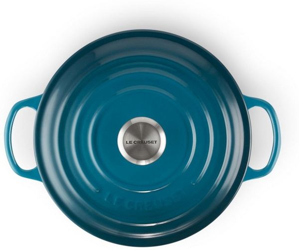 Le Creuset Signature Gusseisen-Bräter mit Deckel, Für alle Herdarten und Induktion geeignet, Rund, Deep Teal, 20,0 cm, 2.4 Bild 4