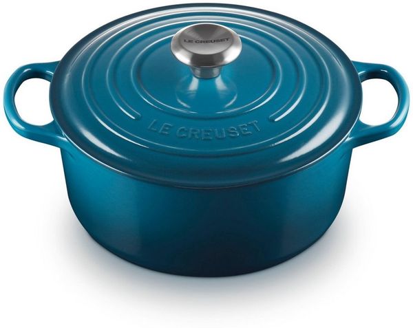 Le Creuset Signature Gusseisen-Bräter mit Deckel, Für alle Herdarten und Induktion geeignet, Rund, Deep Teal, 20,0 cm, 2.4 Bild 2