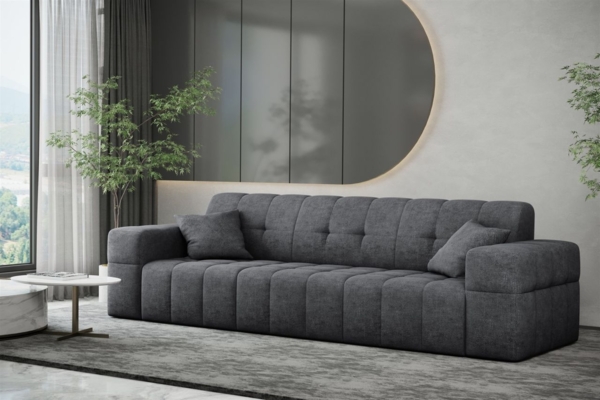 Sofa Designersofa NANCY 3-Sitzer in Stoff Perfekt Harmony Anthrazit