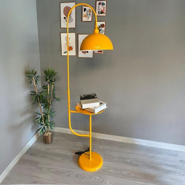 Bamyum Stehlampe Moderne Stehlampe aus Metall mit Dimmer und Ablage, ohne Leuchtmittel