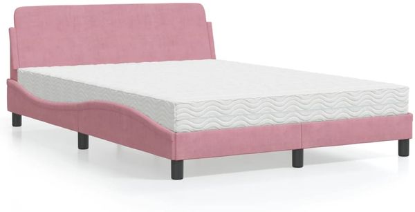 vidaXL Bett mit Matratze "Dover" Rosa 140x200 cm Samt 3208416