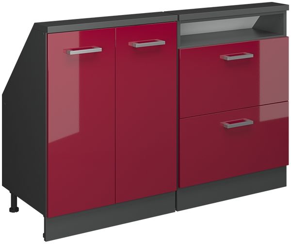 Dachschrägenschrank-Set Rion Rot Hochglanz/Anthrazit 2er Set Vicco