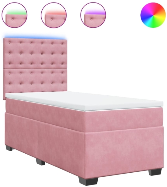 vidaXL Boxspringbett mit Matratze Rosa 90x190 cm Samt 3293103