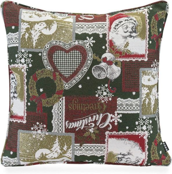 H.O.C.K. Dekokissen Christmas Patch, traditionelles Patchkissen mit Weihnachtsmotiven, inkl. Füllung