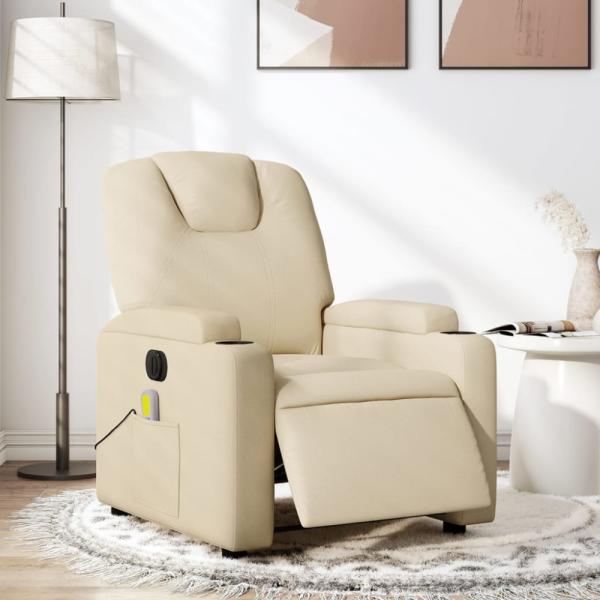 vidaXL Massagesessel Elektrisch Creme Stoff 3204365