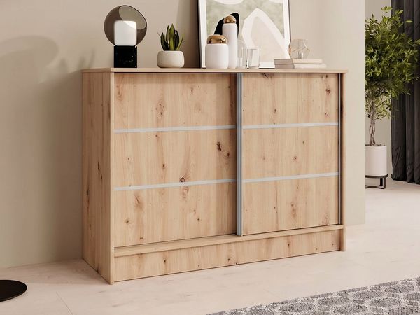 Beautysofa Kommode MIRELA mit 2 Schiebetüren (in 100 cm, 120 cm oder 160 cm, verschiedene Farben), mit dekorativen Sprossen