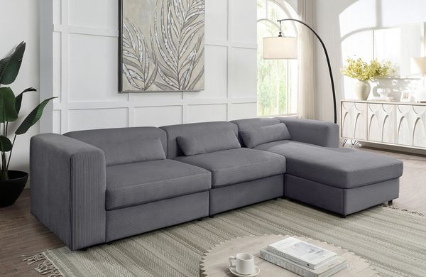 ATLANTIC home collection Ecksofa Uno, L-Form, Breite: 307cm, beidseitig montierbarem Longchair,mit Taschenfederkern, in Cord