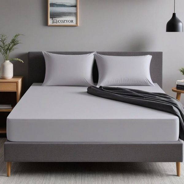 Cozyor Spannbettlaken 2er Set weich 90x190, 90x200, 140x200, 160x200, 180x200, 200x200cm, Mikorfaser weich gebürstet, Gummizug: rundum, (2 Stück), Matratzen bis 35cm, hellgrau Moonlight, Bettlaken mit starkem Gummi