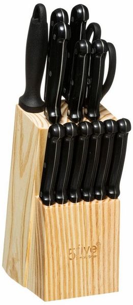 5Five Simply Smart Messerblock bestückt 14-tlg, Messer-Set mit Schärfer und Schere, Holz, Edelstahl, 151170