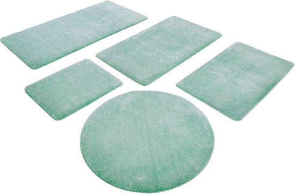 Wecon home Basics Badematte Joris, Höhe 20 mm, rutschhemmend beschichtet, strapazierfähig, Polyester, rund, waschbar, viele Größen, Badezimmerteppich, uni