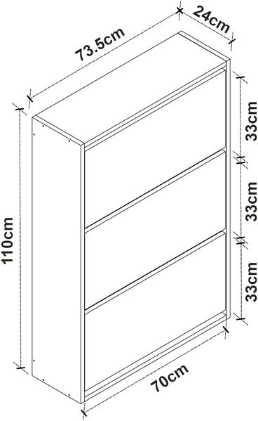 Schuhschrank Aurskog 110x73,5x24cm Anthrazit/Weiß [en. casa] Bild 4