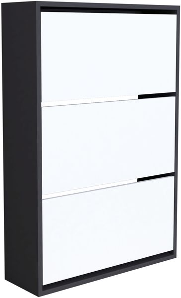 Schuhschrank Aurskog 110x73,5x24cm Anthrazit/Weiß [en. casa] Bild 3
