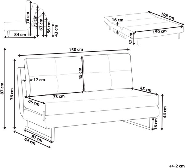 Schlafsofa 3-Sitzer JERSLEV Stoff Grau Bild 2