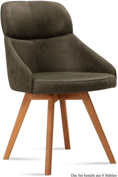 Esszimmerstuhl (8er-Set) Donna 52x82x63 Eiche geölt/Khaki
