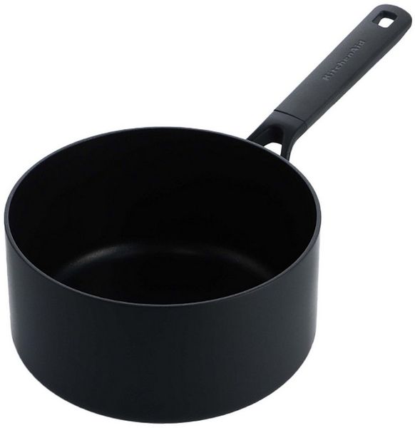 KitchenAid Classic Forged Stielkasserolle (16cm/1,5L), hart anodisiert, PFAS-freie gesunde keramische Antihaftbeschichtung, Induktionsgeeigent, Backofengeeignet, Spülmaschinengeeignet, Schwarz