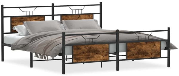 vidaXL Metallbett ohne Matratze Räuchereiche 180x200 cm 3325093