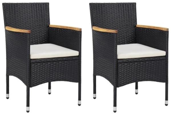 vidaXL Garten-Essstühle 2 Stk. Poly Rattan Schwarz 46181