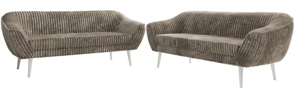 Wohnzimmerset Möbelset PIRS 3-3, Armlehnen, Wellenfederung, weiße Füße, Dreisitzer Sofa, Polstermöbel Set - Hellgrau Velvet Bild 6