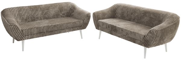 Wohnzimmerset Möbelset PIRS 3-3, Armlehnen, Wellenfederung, weiße Füße, Dreisitzer Sofa, Polstermöbel Set - Hellgrau Velvet Bild 8