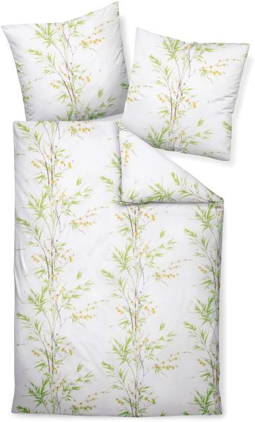 Janine Soft-Seersucker Bettwäsche 135x200 Gräser Blüten grün gelb 20101-03