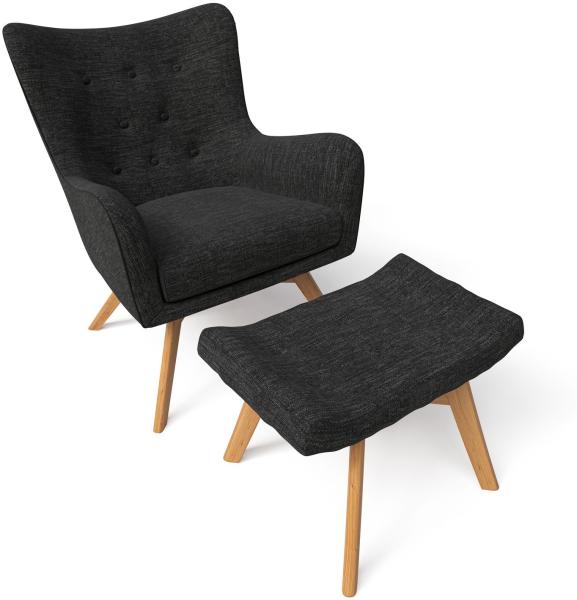 Supellex Sessel Manhattan mit Hocker | Design Grau