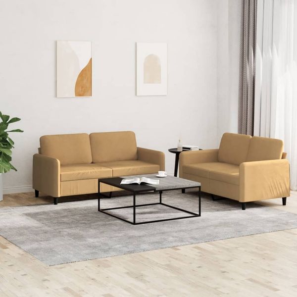vidaXL 2-tlg. Sofagarnitur Braun Samt 3201981