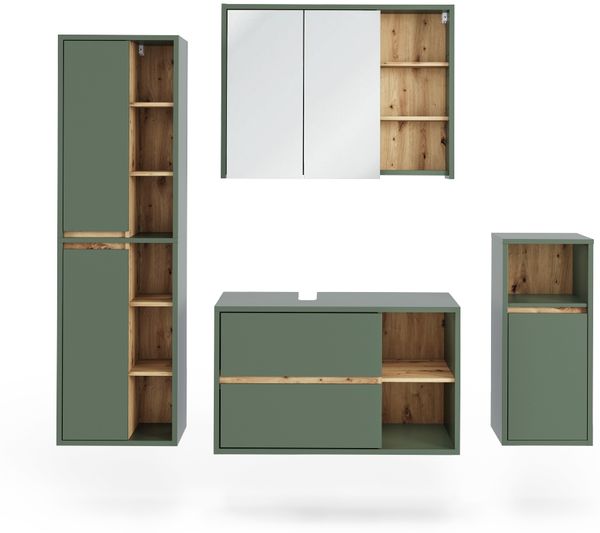 Badmöbel-Set Viola Grün/Artisan 4 Teile Vicco