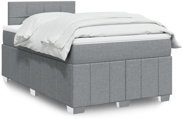 vidaXL Boxspringbett mit Matratze Hellgrau 120x200 cm Stoff 3289335