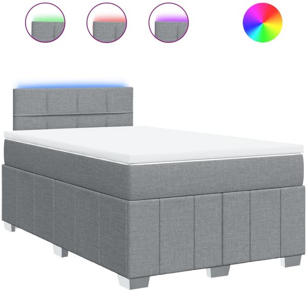 vidaXL Boxspringbett mit Matratze Hellgrau 120x200 cm Stoff 3289335 Bild 2
