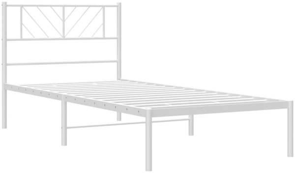 vidaXL Bettgestell mit Kopfteil Metall Weiß 90x190 cm 372220 Bild 3