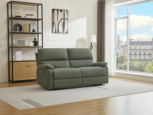 Vente-unique - LUNANO Sofa Stoff Grün - B 89 cm x H 102 cm x L 194 cm