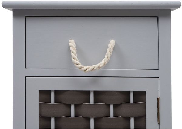 Kommode HWC-K83, Schrank Schubladenschrank, Holz 55x39,5x28,5cm ~ grau, Polyrattan dunkelgrau Bild 8