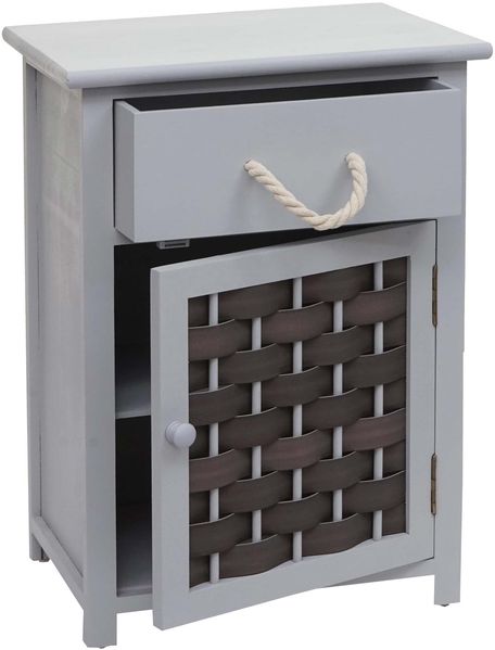 Kommode HWC-K83, Schrank Schubladenschrank, Holz 55x39,5x28,5cm ~ grau, Polyrattan dunkelgrau Bild 9