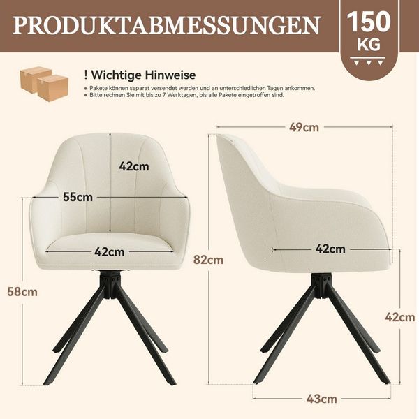 HawthyHome Polsterstuhl 360° drehbar mit Armlehne und Metallbeinen, 4-Fußstuhl (1 St), Moderner Küchenstuhl Esszimmerstuhl für Wohnzimmer & Büro