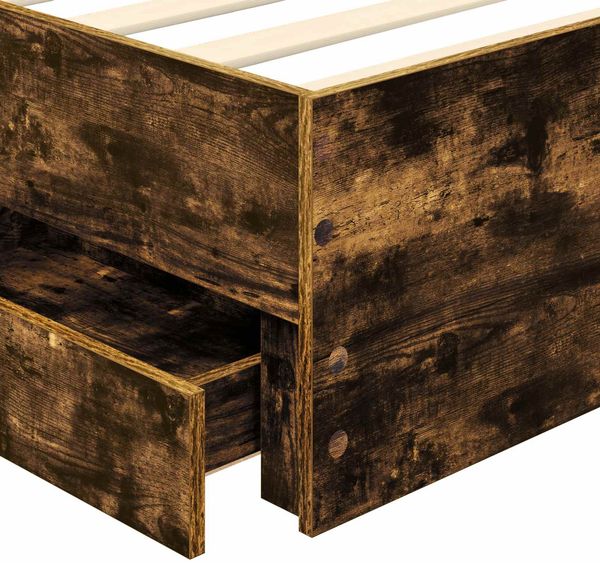 vidaXL Bettrahmen Geräucherte Eiche 90 x 190 cm Ingenieurs Holz 3409500 Bild 11