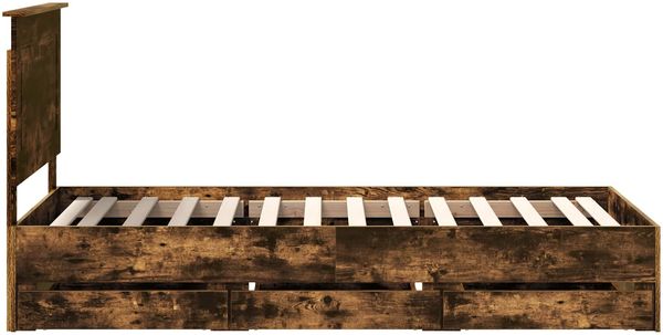 vidaXL Bettrahmen Geräucherte Eiche 90 x 190 cm Ingenieurs Holz 3409500 Bild 9