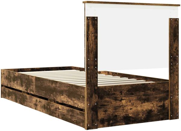 vidaXL Bettrahmen Geräucherte Eiche 90 x 190 cm Ingenieurs Holz 3409500 Bild 10
