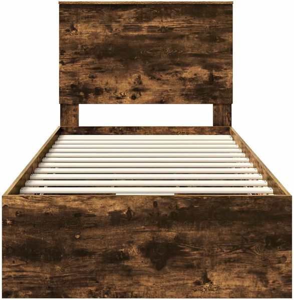 vidaXL Bettrahmen Geräucherte Eiche 90 x 190 cm Ingenieurs Holz 3409500 Bild 8