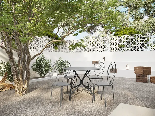 Vente-unique - GUERMANTES Garden dining set Metall Grau - B 120 cm47 cm x H 74 cm90 cm x L 120 cm43 cm