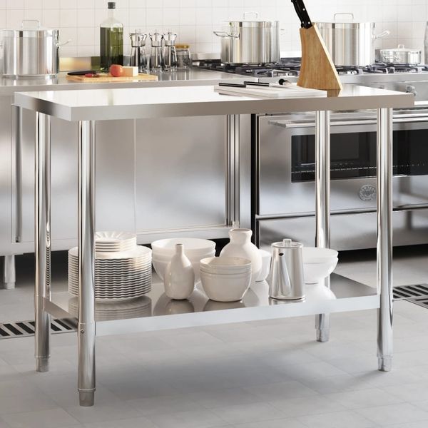 vidaXL Küchen-Arbeitstisch 110x55x85 cm Edelstahl 376455