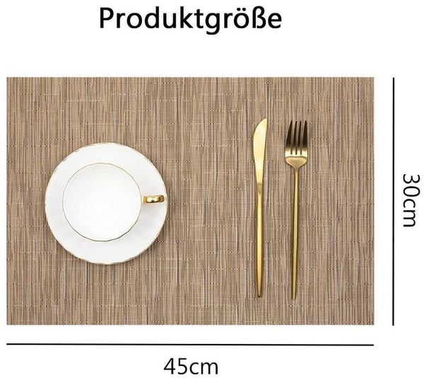 TUWENA Platzset Tischsets Abwaschbar 6er Set, Rutschfest Hitzebeständig Platzdeckchen, Vinyl Platzdeckchen für Küche Speisetisch Hotel, Platzmatten 30x43.5cm
