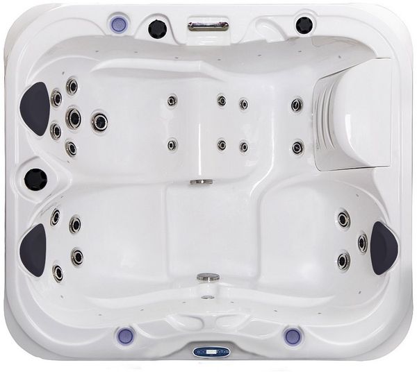 TroniTechnik Whirlpool Outdoor Whirlpool NISIDA weiß, (mit 21 Düsen & 3-PS-Pumpe, mit Wasserfall & Ozon-Desinfektion), LED, Sanitäracryl,Marken-Steuereinheit